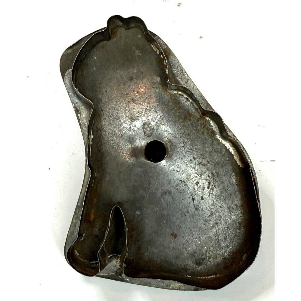 Antique Tin-Plated CAT Cookie Cutter With Handle and Hanging Ring Decoration
